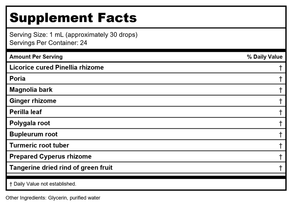 Kan Herb Traditionals Augmented Plum Pit Qi 2 oz - Supplement Facts panel