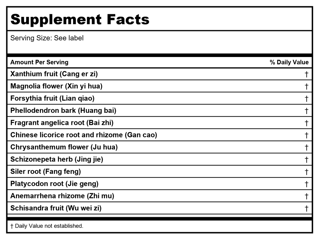 Kan Herb Traditionals Bi Yan Pian 300 Tablets - Supplement Facts panel