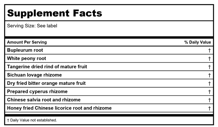 Kan Herb Traditionals Bupleurum Soothing Liver Formula 1 Ounce - Supplement Facts panel