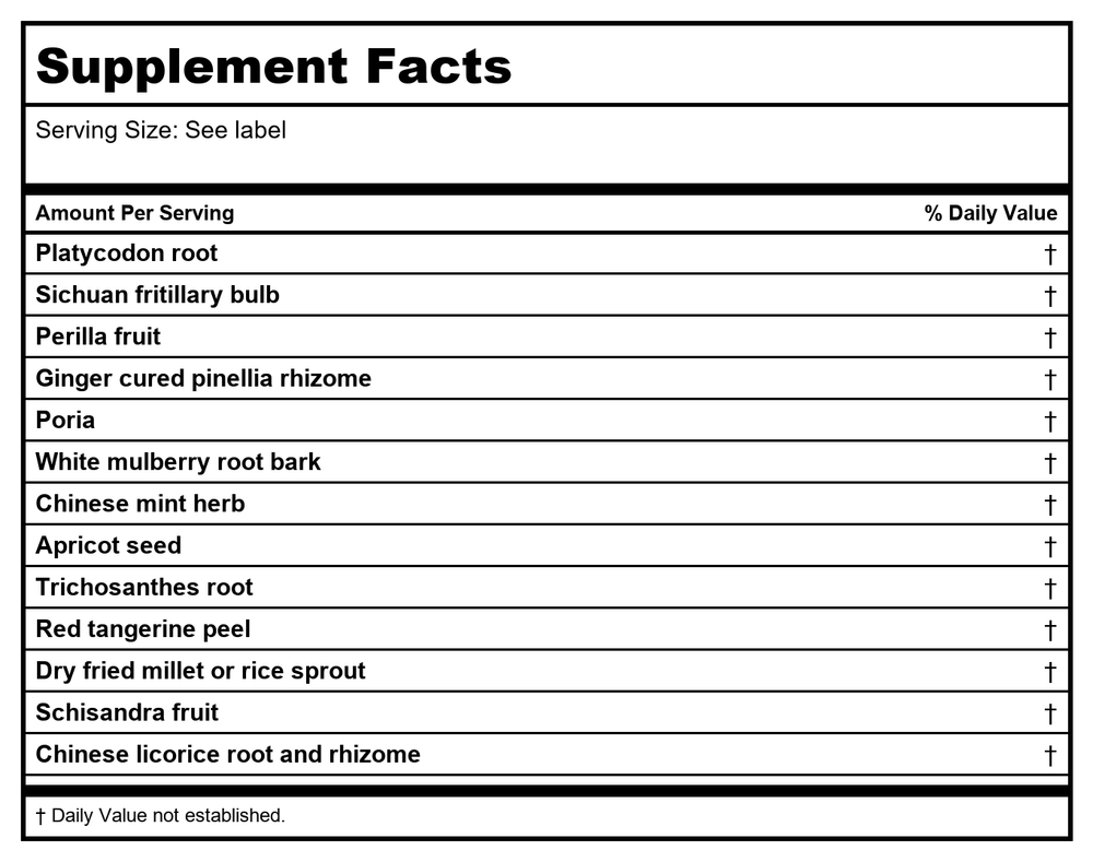 Kan Herb Traditionals Calm Breath Formula 300 Tablets - Supplement Facts panel