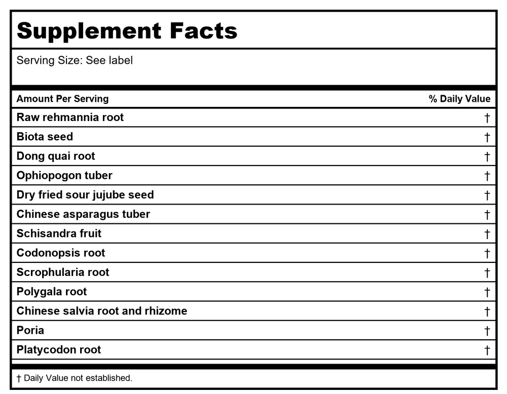 Kan Herb Traditionals Celestial Emperor's Blend 1 Ounce - Supplement Facts panel