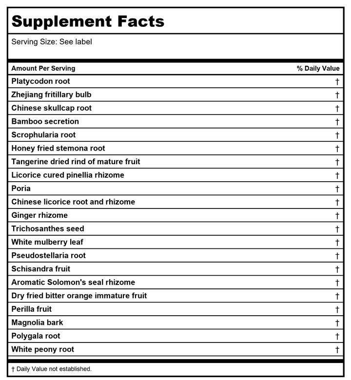 Kan Herb Gentle Warriors Chest Relief 8 Ounce - Supplement Facts panel