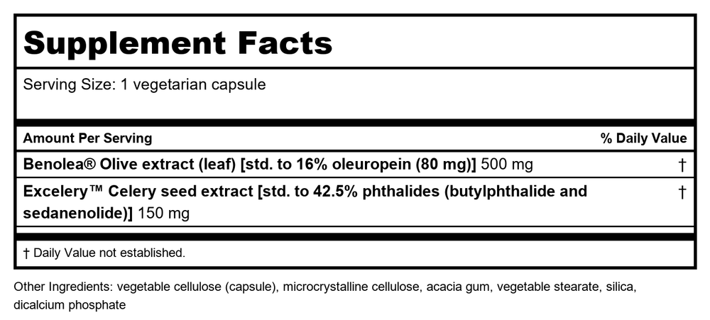 Life Extensions Advanced Olive Leaf Vascular Support
60 cap - Supplement Facts panel