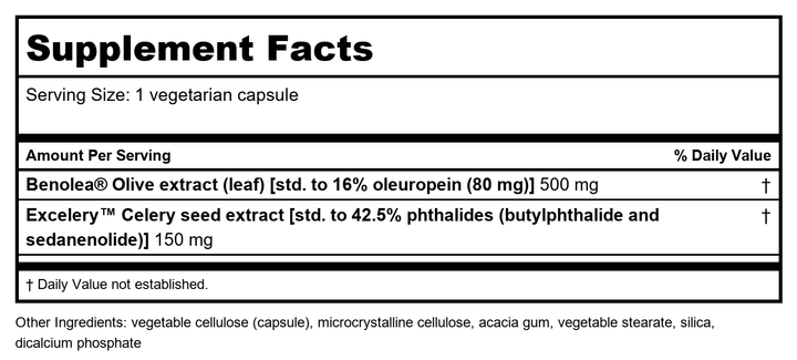 Life Extensions Advanced Olive Leaf Vascular Support
60 cap - Supplement Facts panel