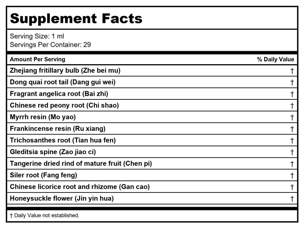Kan Herb Essentials Sublime Joint Formula 1oz - Supplement Facts panel