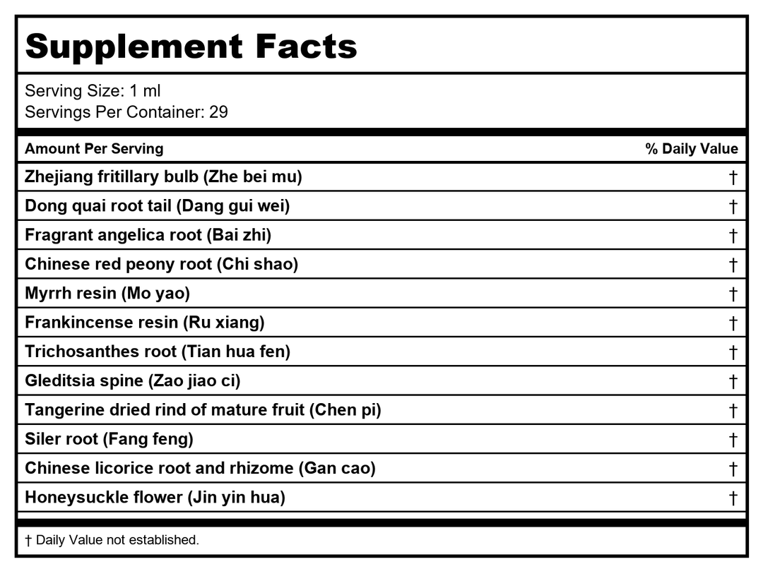 Kan Herb Essentials Sublime Joint Formula 1oz - Supplement Facts panel