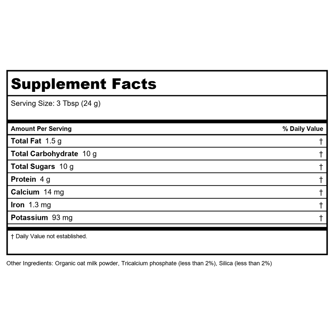 Now Food Oat Milk Powder Organic 12oz - 5834 - Supplement Facts panel
