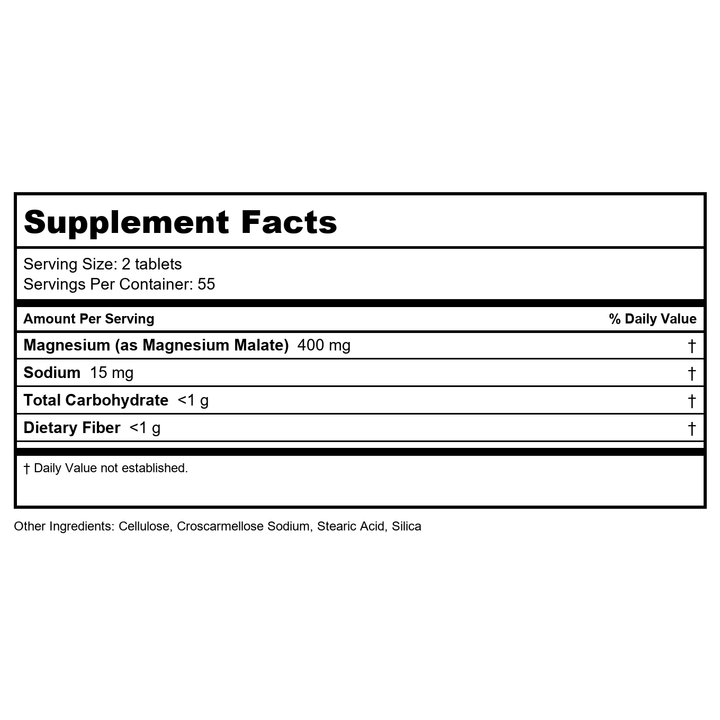 Thompson Magnesium Malate 400mg 120 Tablets - 19159 - Supplement Facts panel
