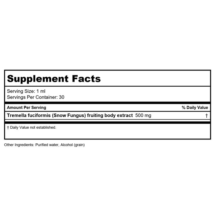 Kan Herb MycoHerb Tremella 1oz - Supplement Facts panel