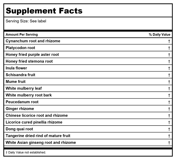 Kan Herb Gentle Warriors Deep Breath 4 Ounce - Supplement Facts panel