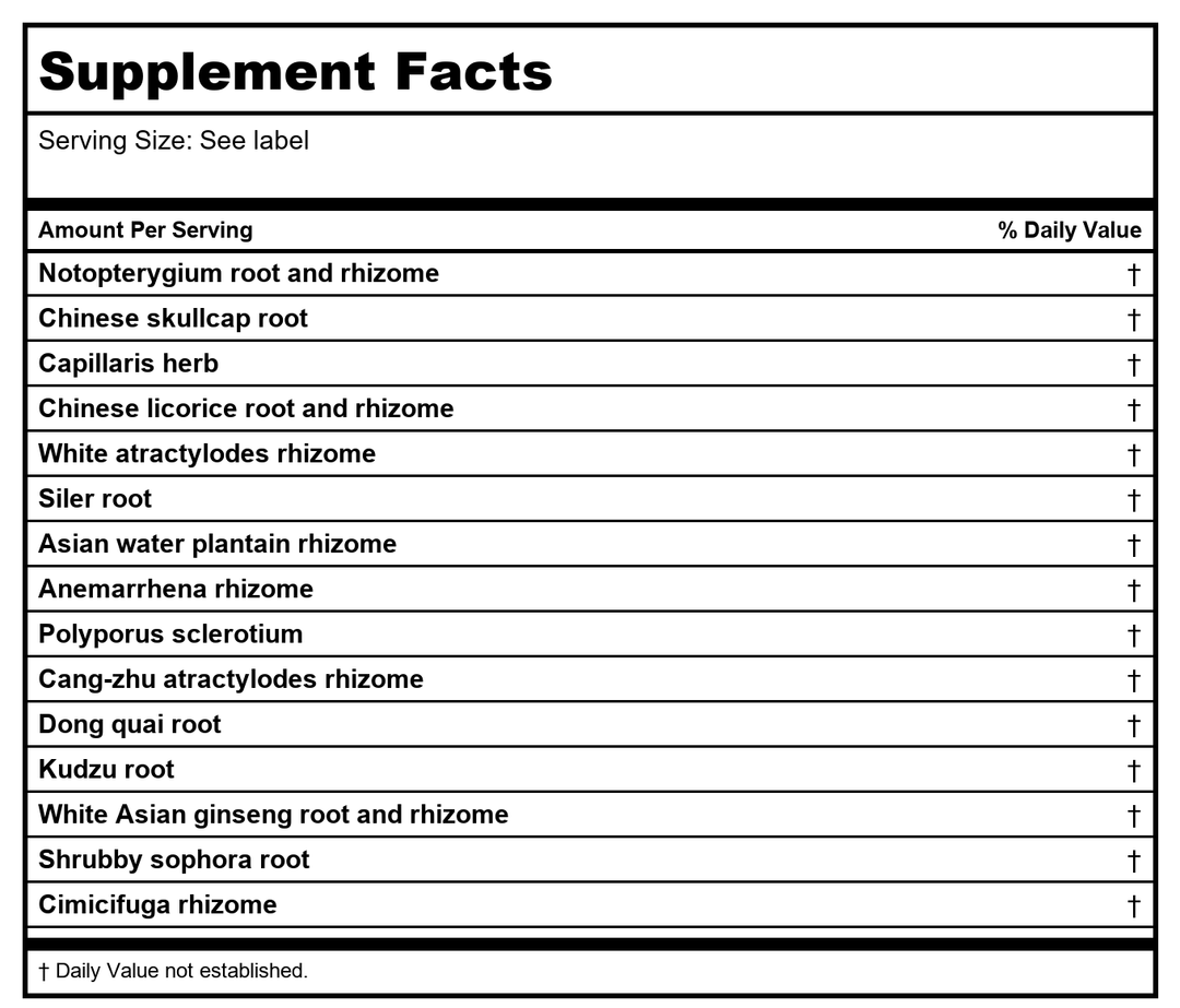 Kan Herb Traditionals Dong Quai and Anemarrhena 2 Ounce - Supplement Facts panel