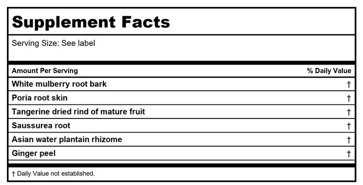 Kan Herb Traditionals Five Peels Formula 8 Ounce - Supplement Facts panel