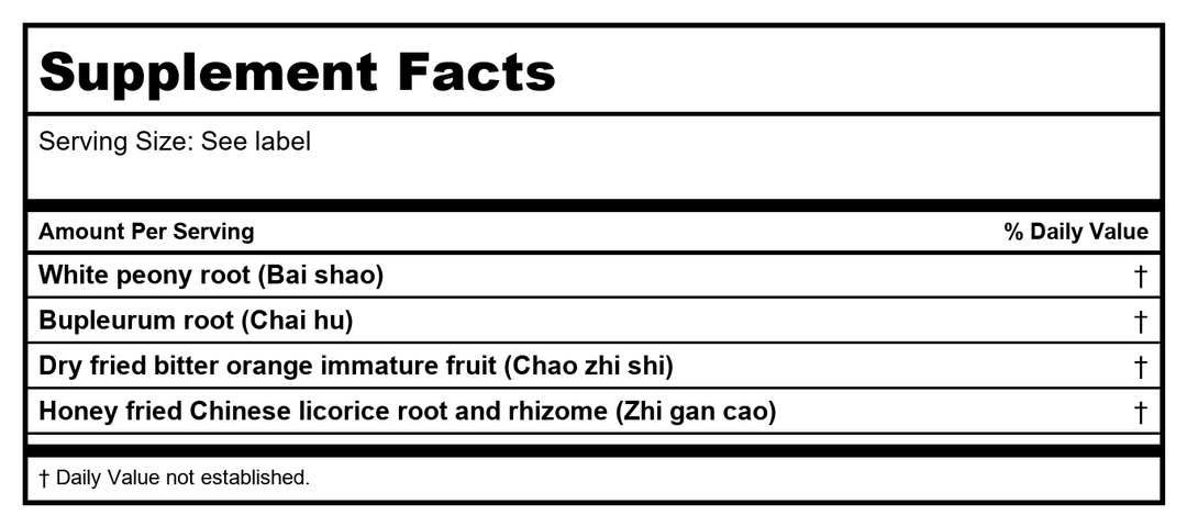 Kan Herb Traditionals Four Cold Extremities 8 Ounce - Supplement Facts panel