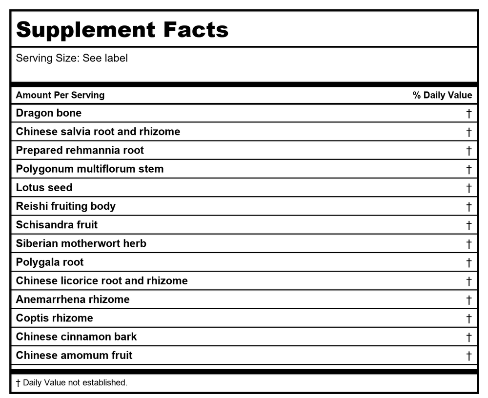 Kan Herb Chinese Modular Solutions Harmonize Water & Fire 1 Ounce - Supplement Facts panel