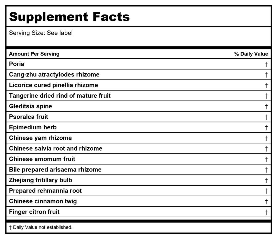 Jade Woman Herbals by Kan Jade Pearl 1 - 60 Tablets - Supplement Facts panel