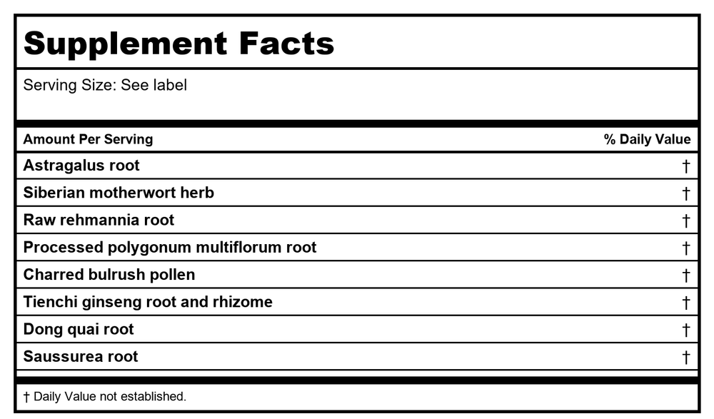 Kan Jade Woman Herbals Jade Restraint 60 Tablets - Supplement Facts panel