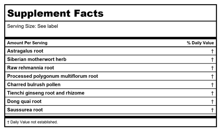 Kan Jade Woman Herbals Jade Restraint 60 Tablets - Supplement Facts panel