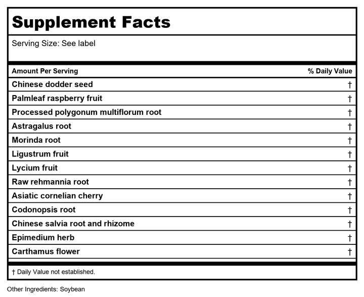 Kan Jade Man Herbals Jade Treasure Support 120 Tablets - Supplement Facts panel