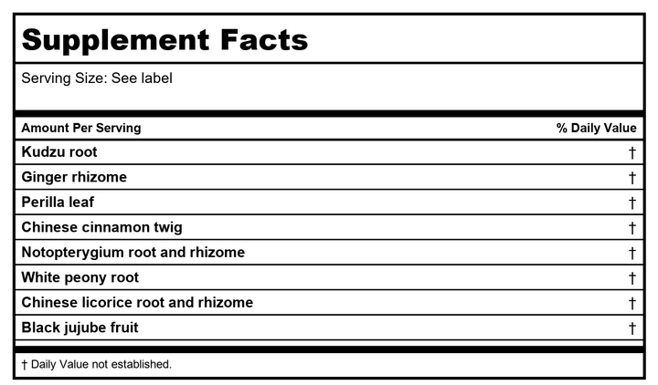 Kan Herb Traditionals Kudzu Releasing Formula 120 Tablets - Supplement Facts panel