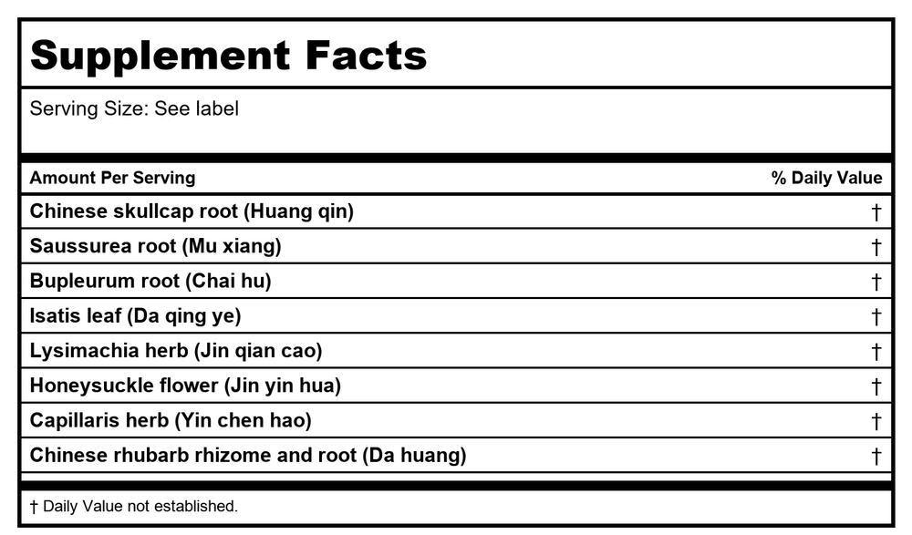 Kan Herb Traditionals Li Dan Support 2 Ounce - Supplement Facts panel