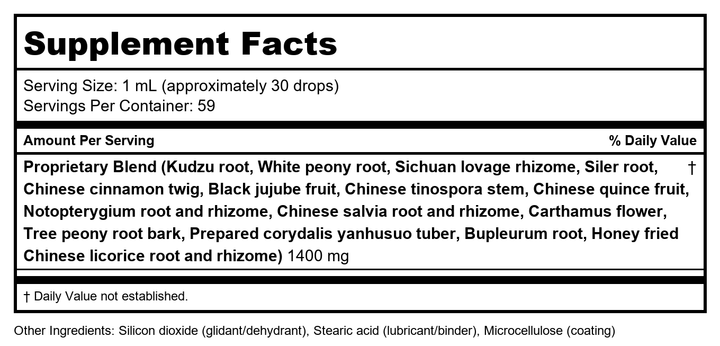 Kan Herbals Meridian Comfort 2 Ounce - Supplement Facts panel