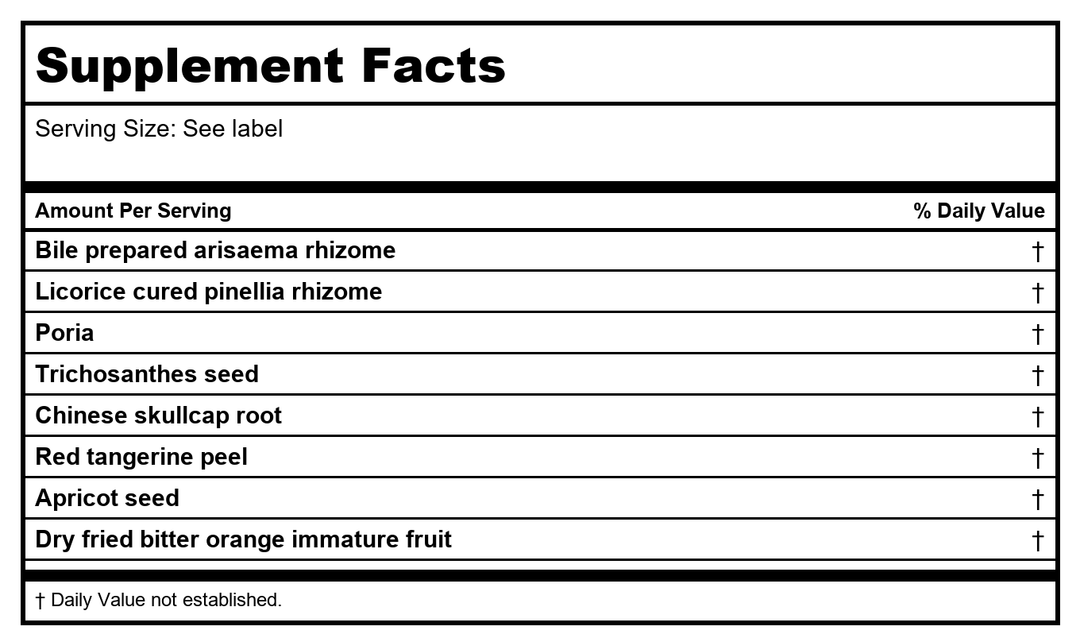 Kan Herb Traditionals Pinellia Dispersing Formula 300 Tablets - Supplement Facts panel