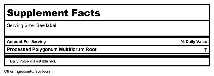 Kan Herb Singles Polygonum Multiflorum Root 8 Ounce - Supplement Facts panel