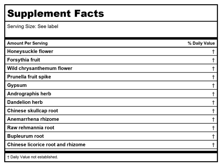 Kan Herb Chinese Modular Solutions Purge Heat 2 Ounce - Supplement Facts panel