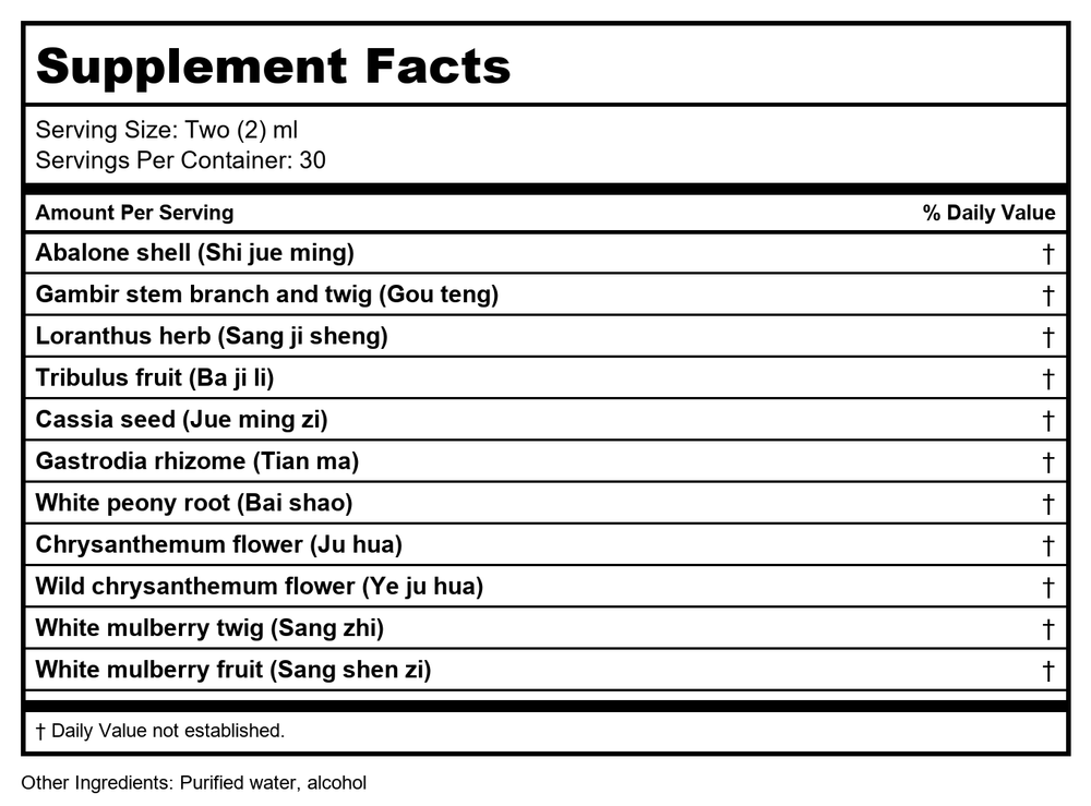 Kan Herb Chinese Modular Solutions Purge Internal Wind 2 Ounce - Supplement Facts panel