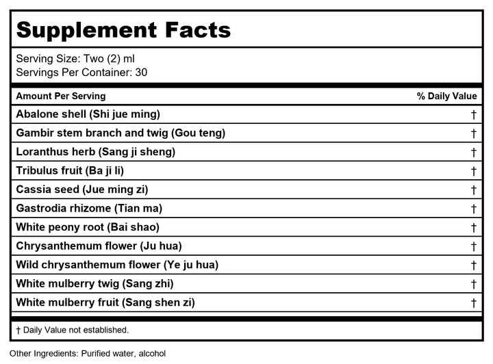 Kan Herb Chinese Modular Solutions Purge Internal Wind 2 Ounce - Supplement Facts panel