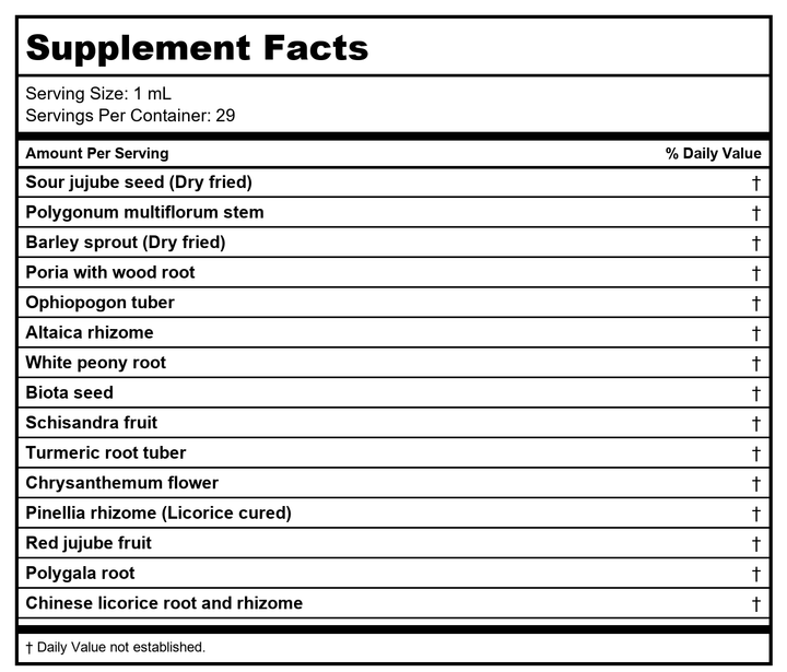 Kan Herb Traditionals Rescue The Spirit 1 Ounce - Supplement Facts panel