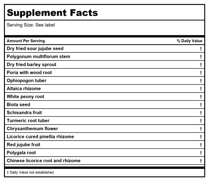 Kan Herb Traditionals Rescue The Spirit 120 Tablets - Supplement Facts panel