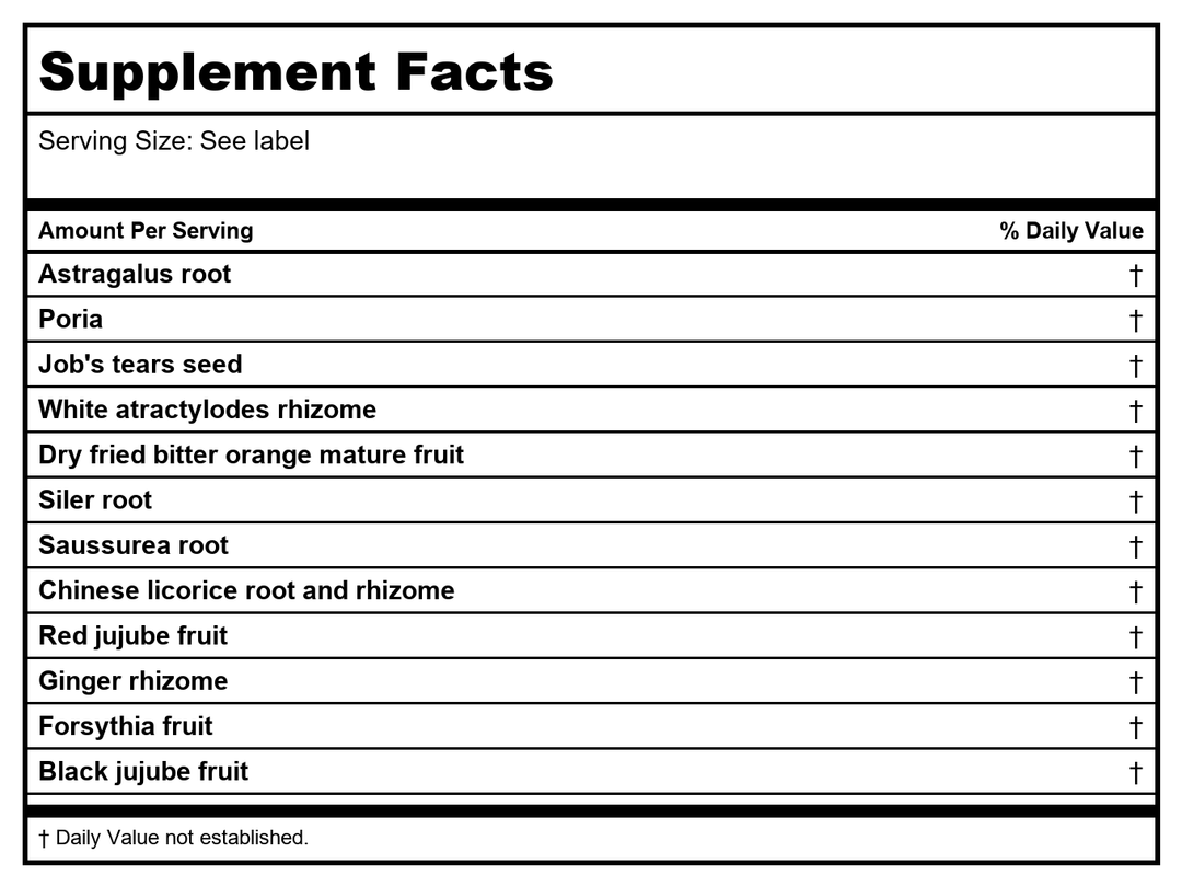 Kan Herb Chinese Modular Solutions Strengthen Earth 8 Ounce - Supplement Facts panel