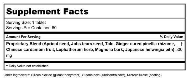 Kan Herb Essentials Three Seeds Combination 60 Tablets - Supplement Facts panel
