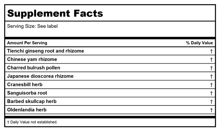 Kan Herb Traditionals Traumease 120 Tablets - Supplement Facts panel