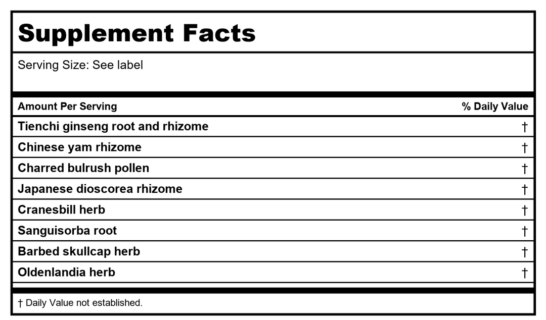 Kan Herb Traditionals Traumease 300 Tablets - Supplement Facts panel