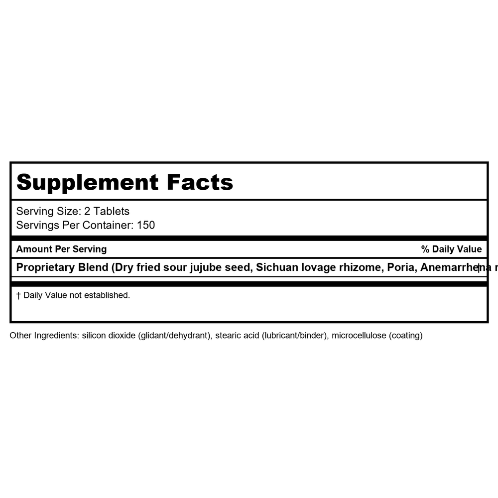 Kan Herb Traditionals Zizyphus Sleep Formula 300 Tablets - Supplement Facts panel