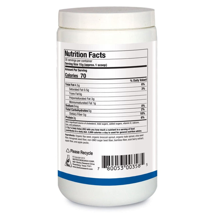 BIOTICS Research BioFiber Complete 15.9 Oz - Supplement Facts panel