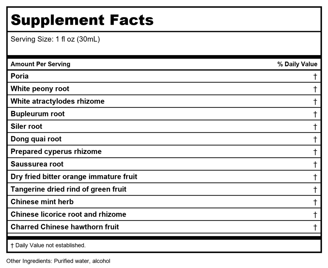 Kan Herb Chinese Modular Solutions Harmonize Wood &amp; Earth 8oz - Supplement Facts panel
