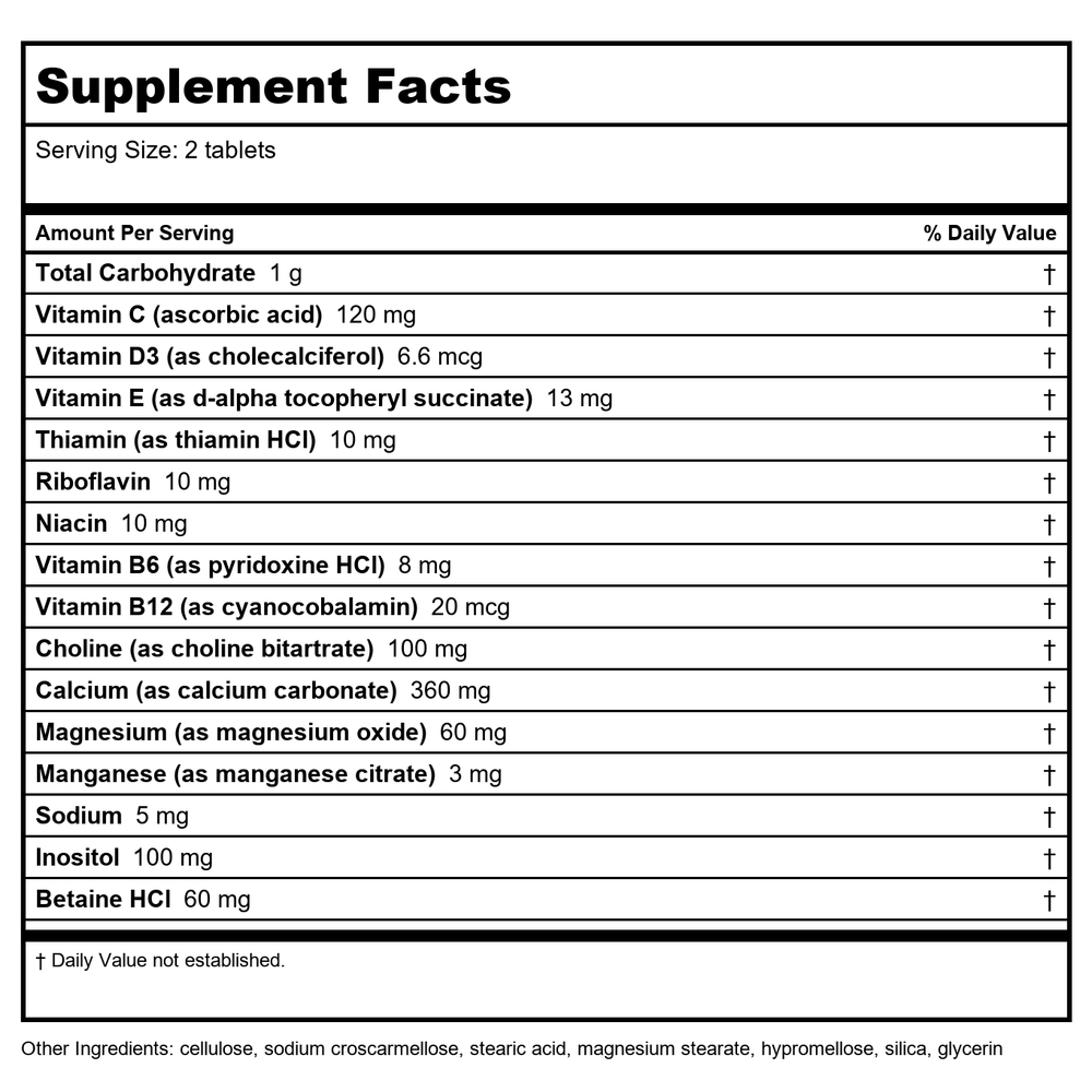 Nature's Way Myo-Tone 80 Cap  01558 - 2 Pack - Supplement Facts panel