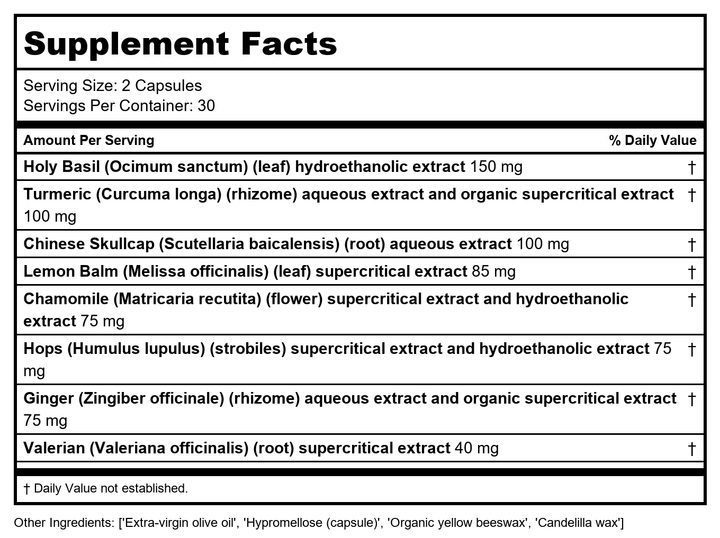 New Chapter Zyflamend Nighttime 60 Vcaps - Supplement Facts panel