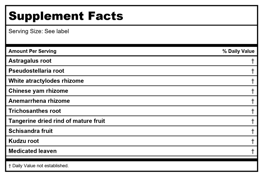 Kan Herb Alembic Herbals Jade Fluid Decoction 1oz - Supplement Facts panel