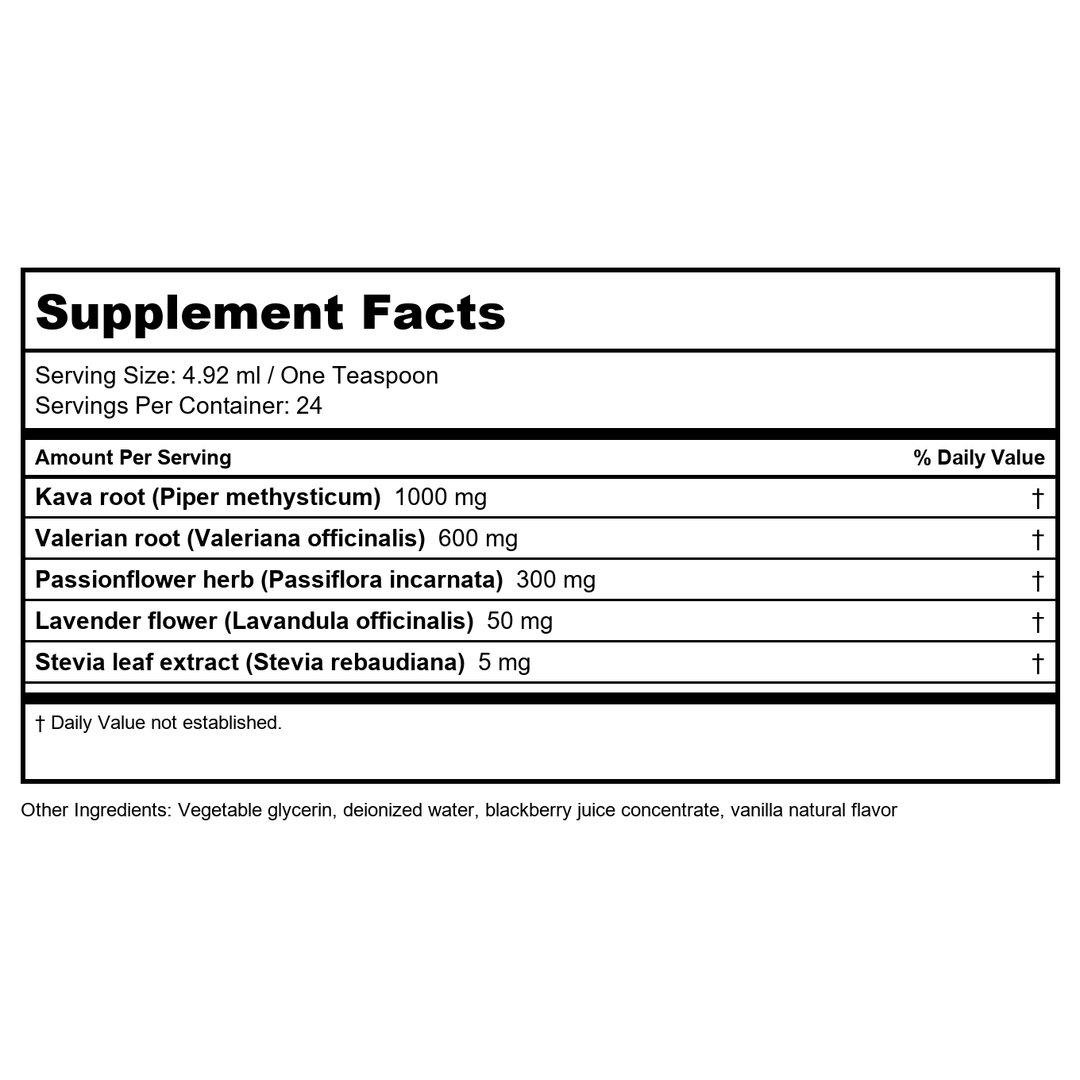 Vitanica Quick Calm Tonic 4 Ounce - Supplement Facts panel