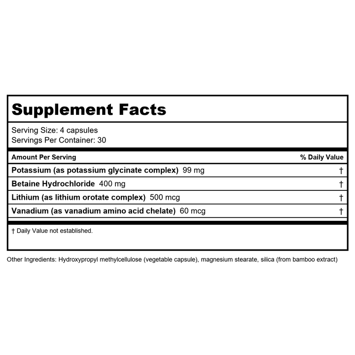 NuMedica MineralPlex 120 Vcaps - Supplement Facts panel