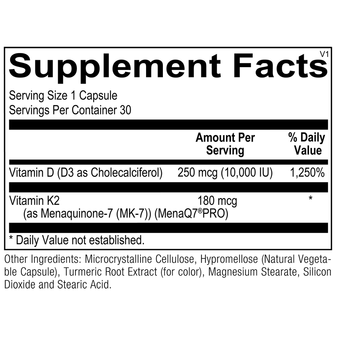 Ortho Molecular K-Force Max 30 Capsules - Supplement Facts panel