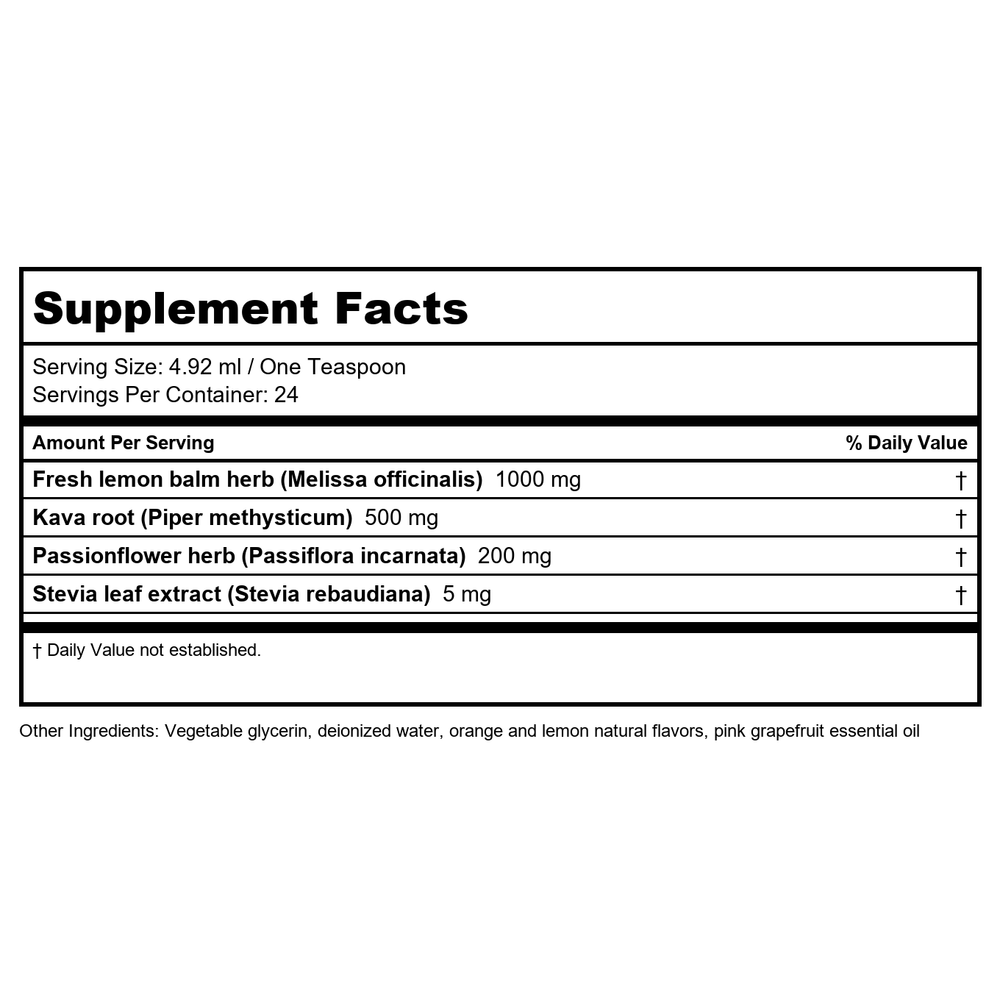 Vitanica Daily Calm Tonic 4 oz - Supplement Facts panel