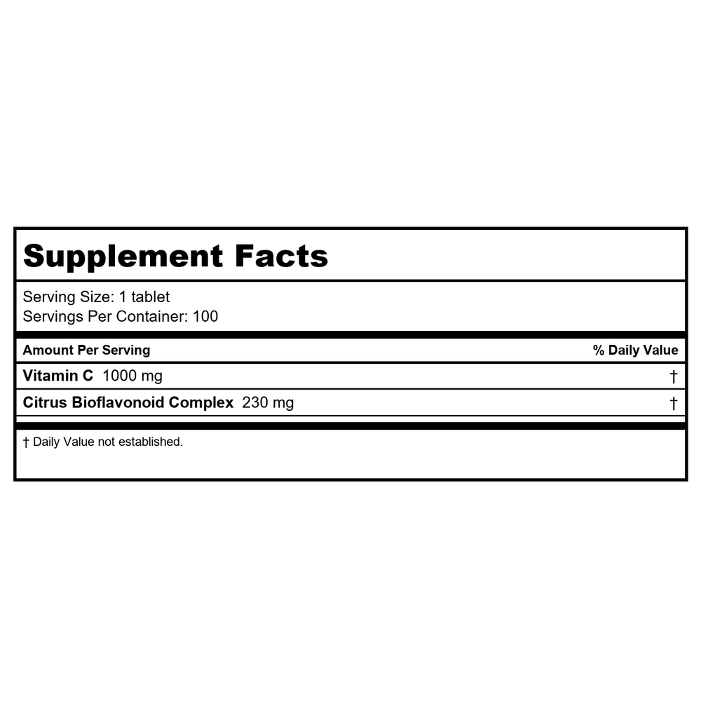 Nature's Life C-Complex 1,000 mg 100 Tablets  00178 - Supplement Facts panel