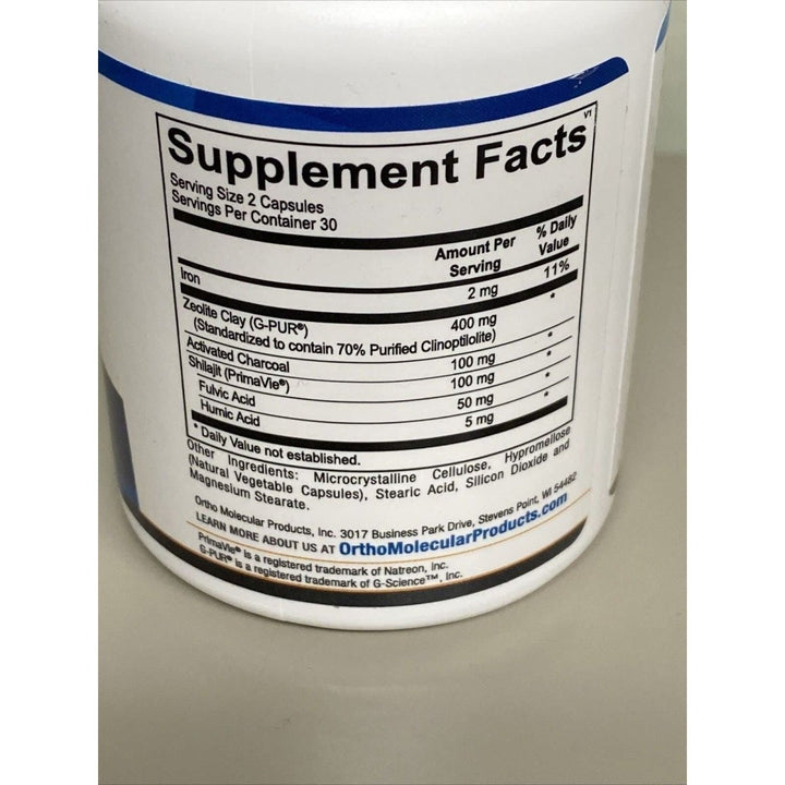 Ortho Molecular Z-Binder 60 Capsules - Supplement Facts panel