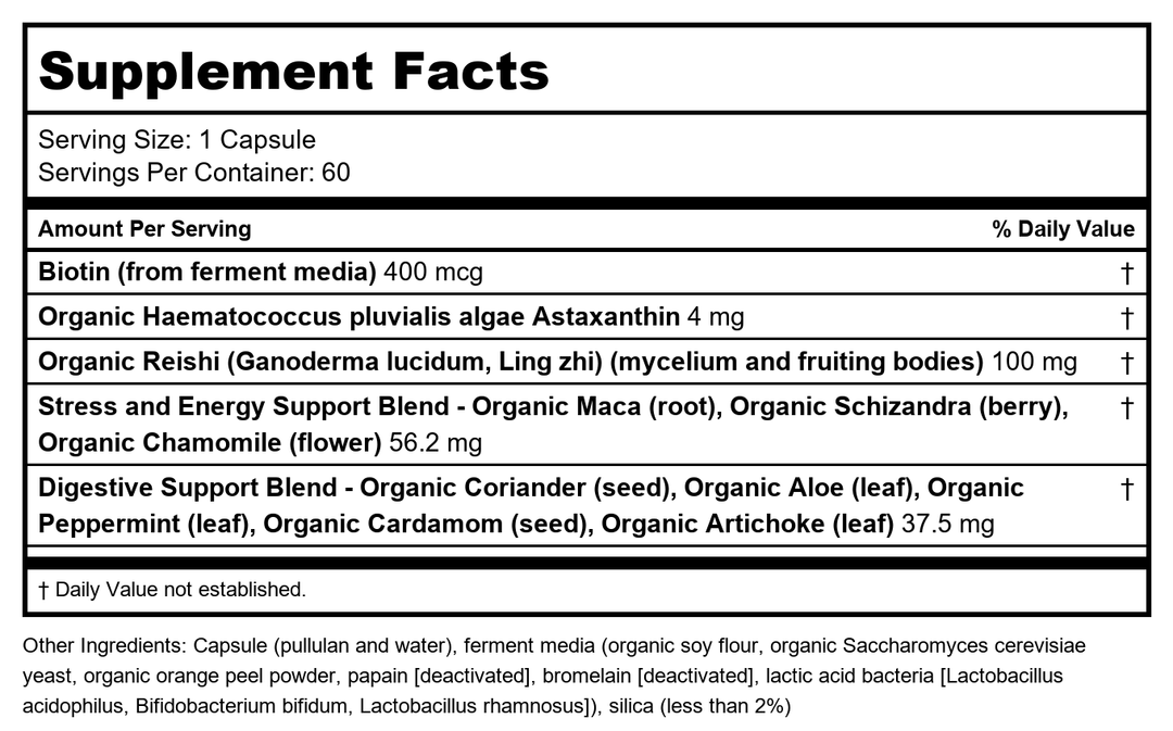 New Chapter Hair Skin and Nails 60 Capsules - Supplement Facts panel