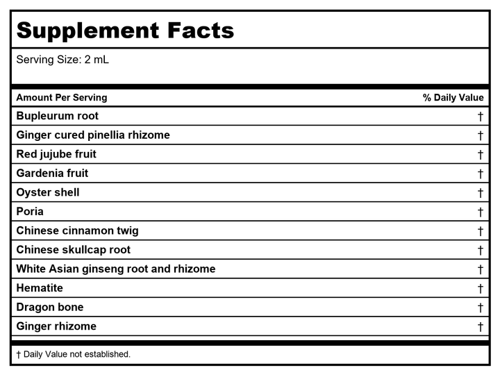 Kan Herb Traditionals Calm Dragon Formula 2oz - Supplement Facts panel